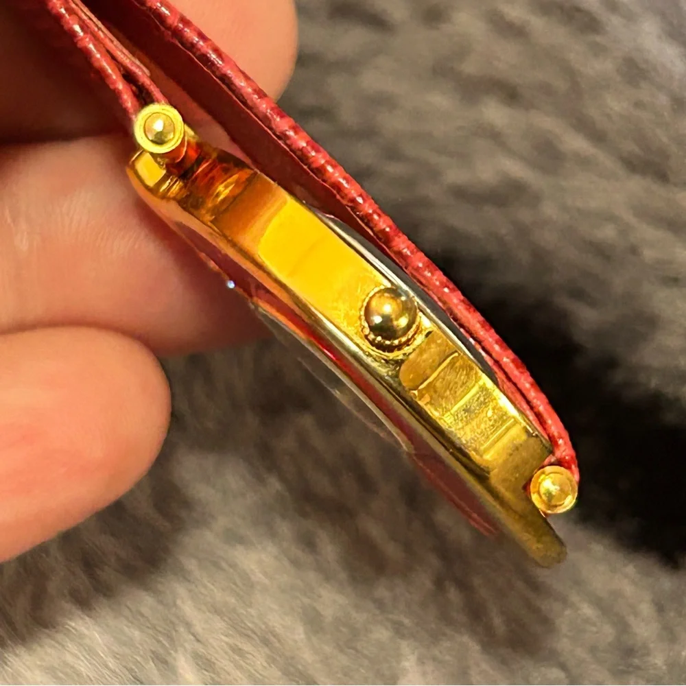 Rare Vintage 80s Emspritt red croc genuine leather band watch